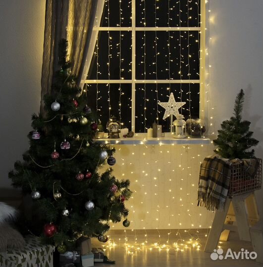 Гирлянда занавес / штора новогодняя