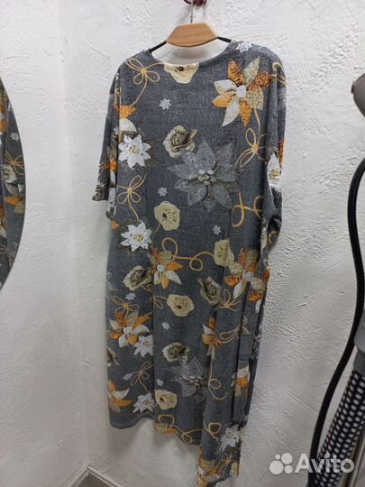 Халат женский на пуговицах, размеры 60-70, хлопок