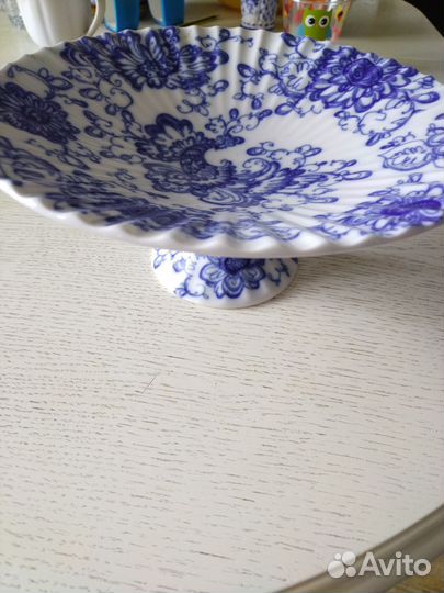 Ваза для фруктов гжель