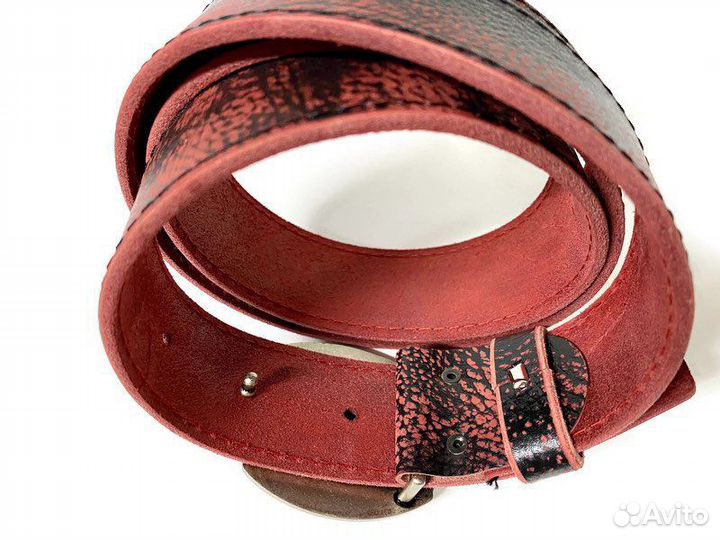 Кожаный ремень Лев 1610 red