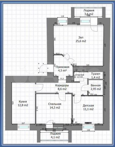 3-к. квартира, 90 м², 3/5 эт.