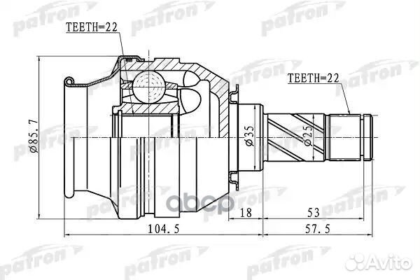 ШРУС внутренний 22x35x22 opel astra H 04- PCV1058