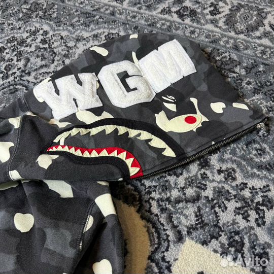 Худи A Bathing Ape Shark Full Zip Hoodie City Camo