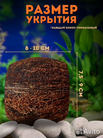 Укрытие для аквариума грот из кокоса