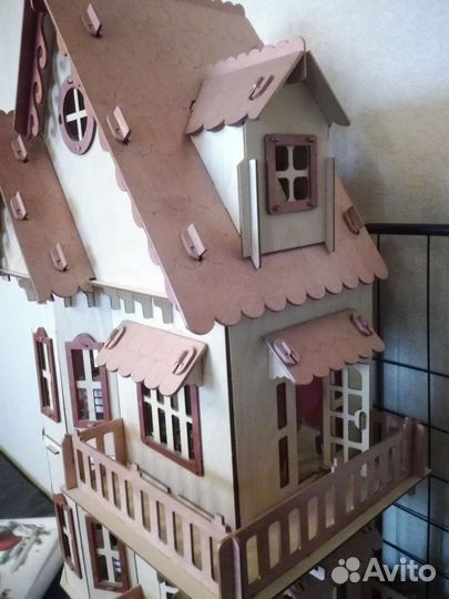 Домик кукольный деревянный пазл с мебелью