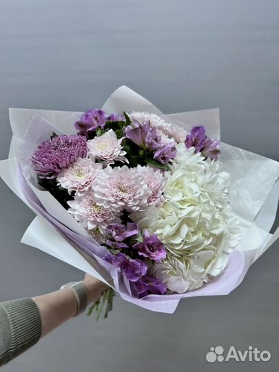 Букеты и цветы. Гортензия и гипсофилы