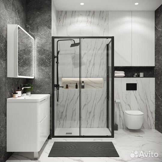 Душ.огр. Cosmo (10070195) черн мат, прозр стекло