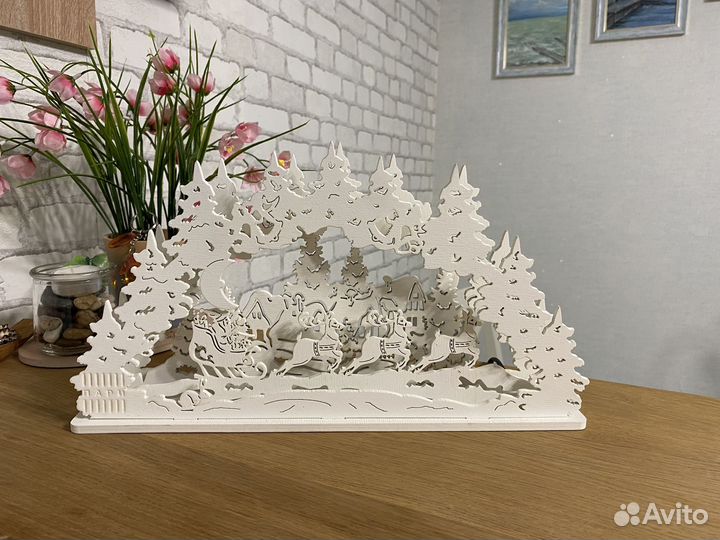 Новогодний светильник деревянный новый