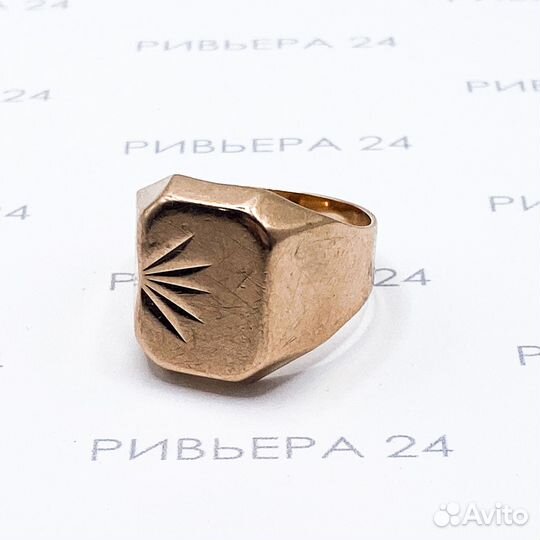 Золотое кольцо-печатка 583 пробы