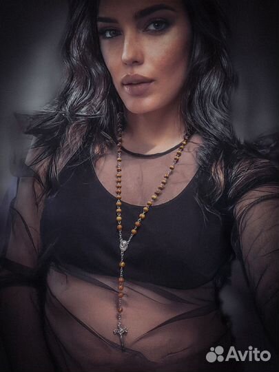 Крест чётки бусы колючая проволока готика этно