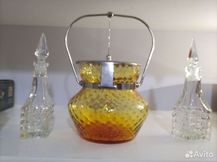 Сахарница с откидной крышкой стекло СССР