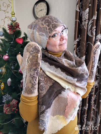 Комплект шапка, шарф, варежки, можно отдельно