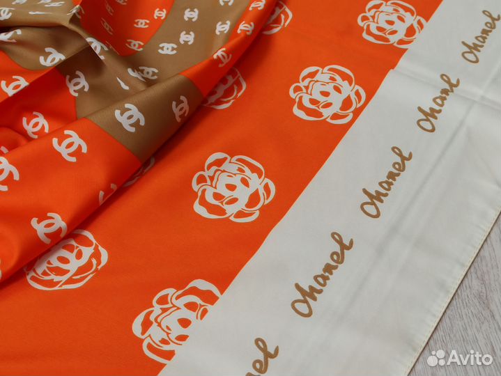 Оранжевый платок Шаль Chanel Шелк