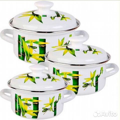 Набор 3 пр. Бамбук-1 белый цилиндр 1л, 1,5л, 2,3л