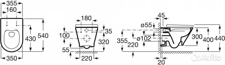 Унитаз подвесной Roca GAP round 7.3460.N.L00.0