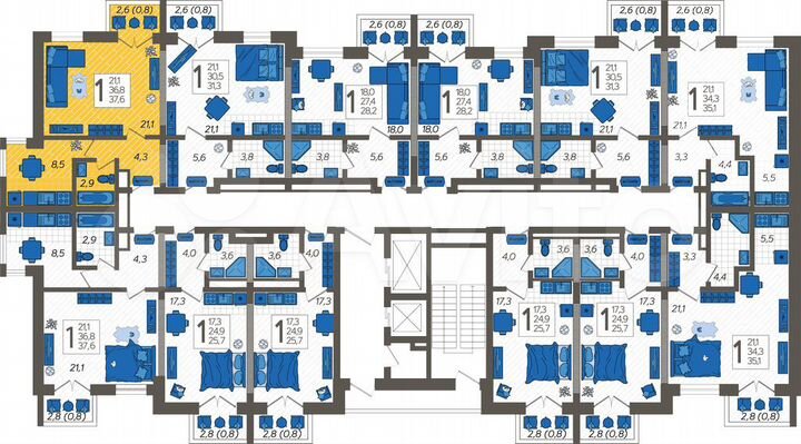 1-к. квартира, 37,6 м², 2/12 эт.