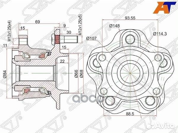 Ступичный узел задн. nissan qashqai 06/X-trail