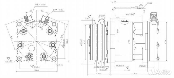 Компрессор dyne 7H15 A2 24V VER DY750407