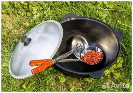 Чугунный казан крышка в комплекте