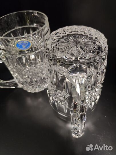 Кружки пивные Bohemia 90-х новые хрусталь 300мл