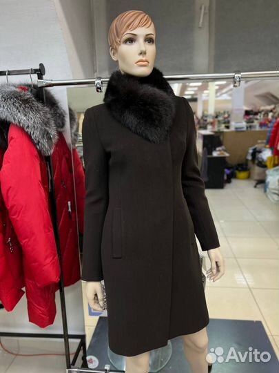 Пальто Зима Еврозима Шоколад 38 40 Мех
