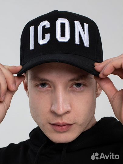 Кепка бейсболка мужская черная с белым icon