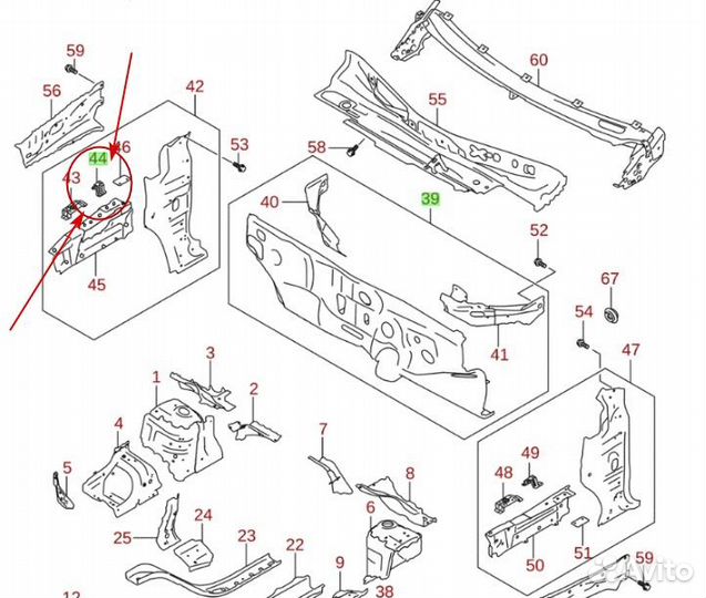Кронштейн усилителя крыла правый Vitara