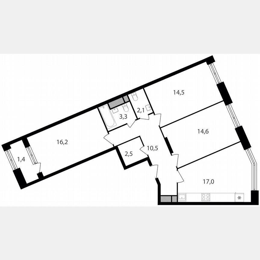 3-к. квартира, 82,1 м², 8/8 эт.