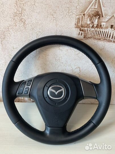Руль mazda 3 bk перешитый
