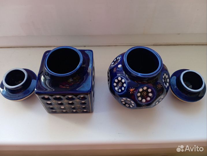 Чайница фарфор, кобальт, золочение, СССР