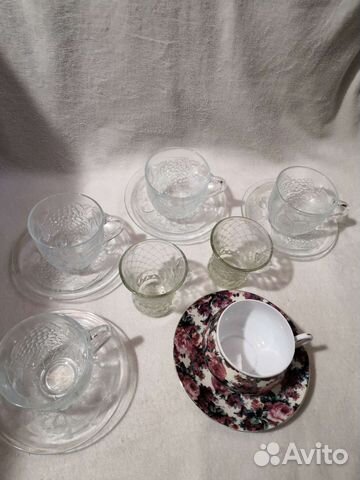 Чайная пара,стеклянный чайный сервиз,чашки