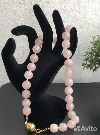 Бусы из розового кварца Винтаж