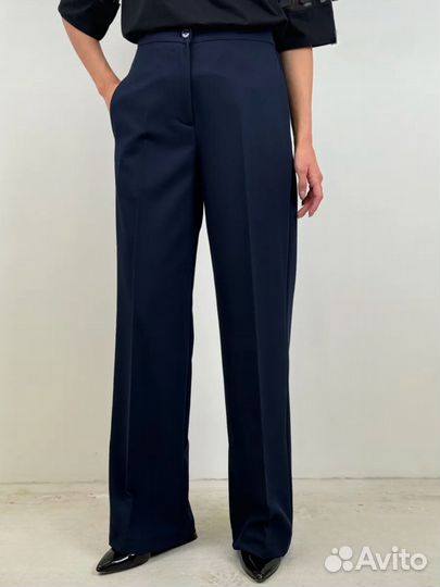 Брюки темно-синие трубы 48-50