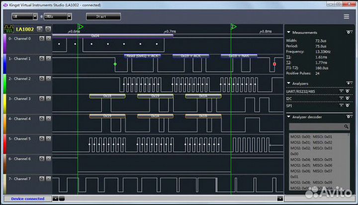 Логический анализатор kingst LA1010, 100 Мгц 16 ка