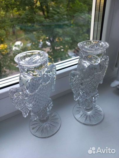 Подсвечник Сова хрустальный