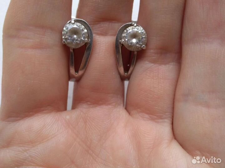 Серьги серебро,фианит