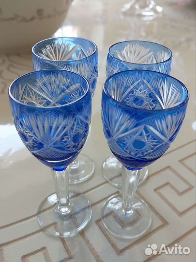 Рюмки цветной хрусталь 4шт