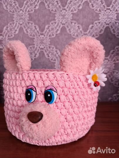 Корзинка розовый Мишка
