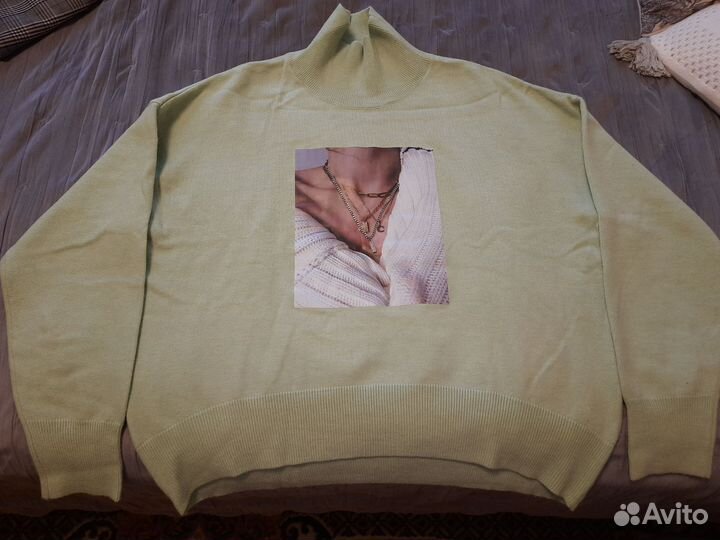 Свитшот джемпер пуловер женский зелёный 50 размер