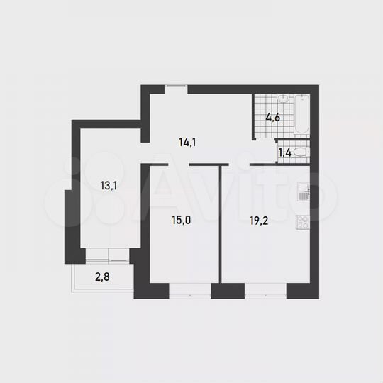2-к. квартира, 68,8 м², 5/5 эт.