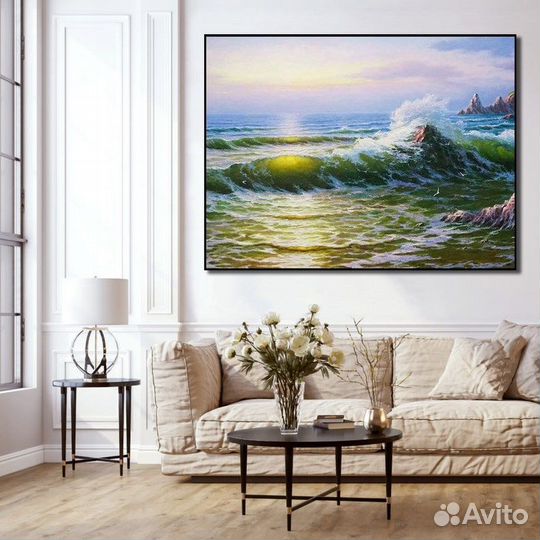 Картина маслом на холсте Море пейзаж Волны