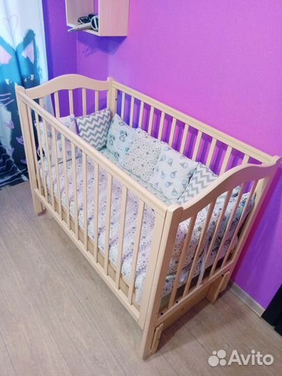 Кроватка-маятник Лель+матрас+подушки-борты.Привезу