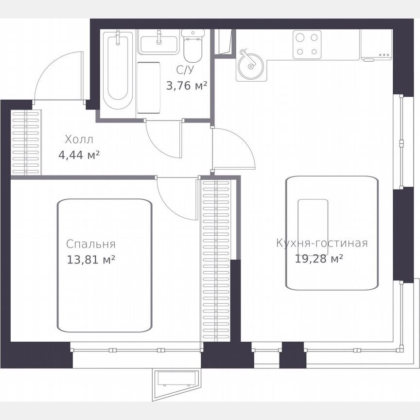 1-к. квартира, 41,3 м², 1/11 эт.