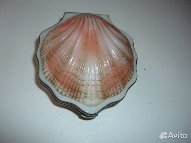 Винтажная пудреница ракушка серебро 875 проба СССР