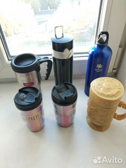 Термос с помпой СССР и термокружки