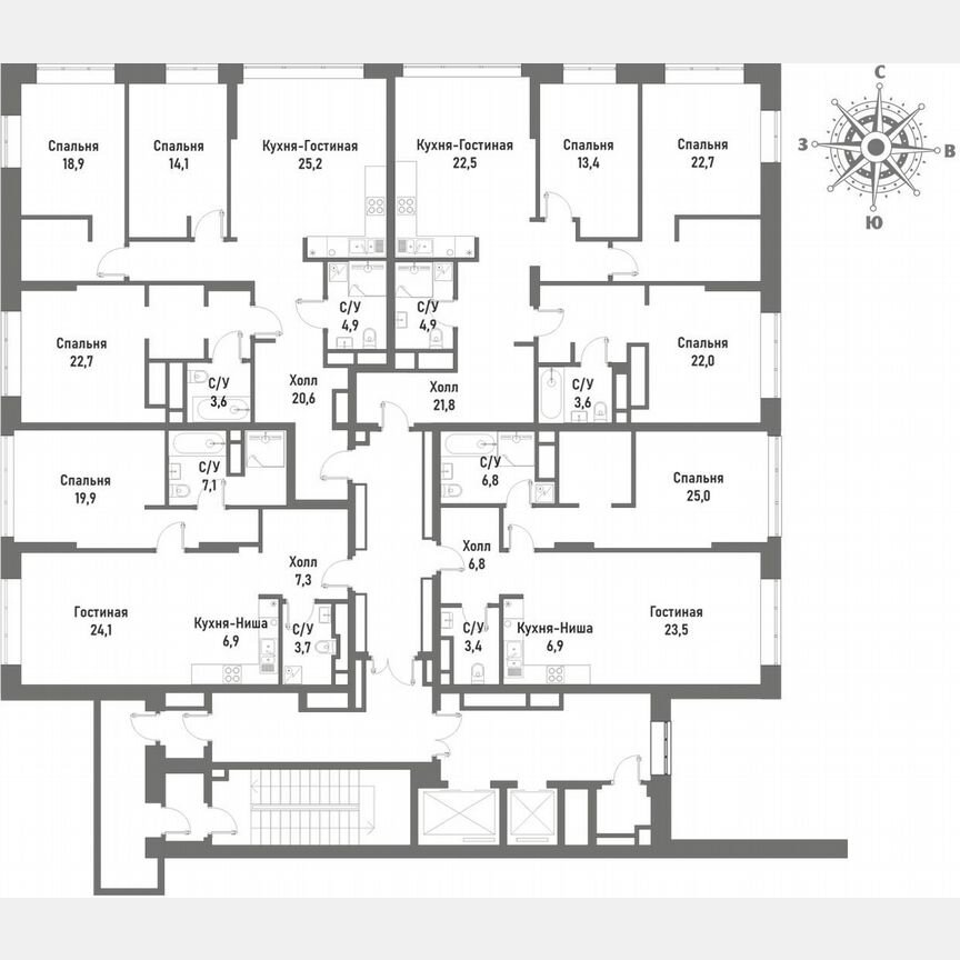 1-к. квартира, 69 м², 18/20 эт.