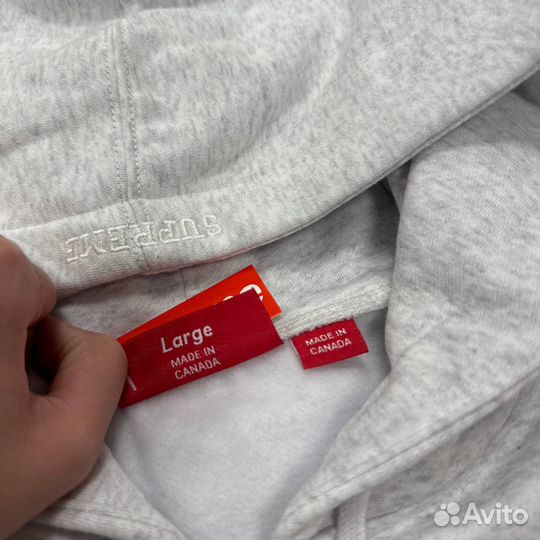 Supreme зип худи серая