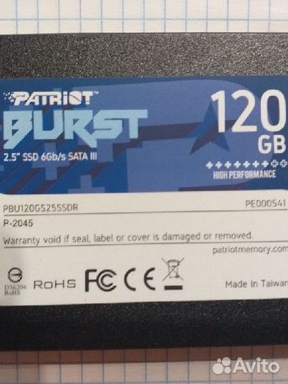Patriot Memory Burst 120 гб SATA PBU120GS25ssdr