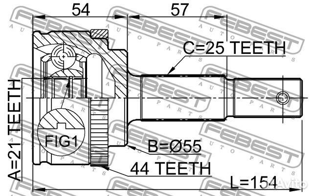 Шрус наружный 21x55x25