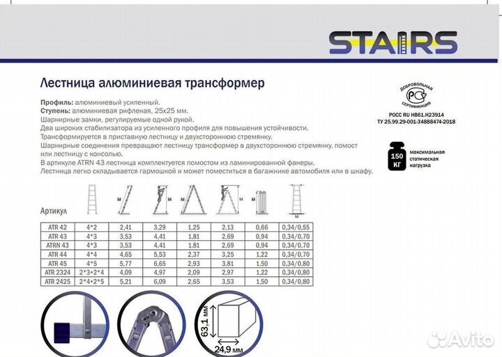 Лестница трансформер Stairs 4х3 (4.41 м)